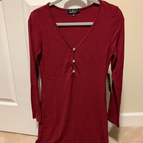SOLD!!! Burgundy Long Sleeve Dress - Picture 3 of 8